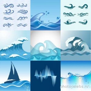  Подборка иллюстраций океанских волн в векторе 