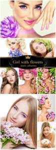  Beautiful women and flowers - Stock Photo 