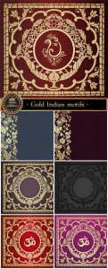  Gold Indian motifs, vector backgrounds 