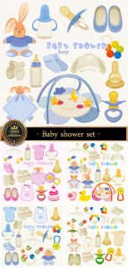  Baby sets for girls and boys, vector 