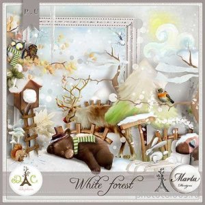  Детский зимний скрап-комплект - Белый лес 