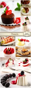 Desserts with berries and chocolate - stock photos 