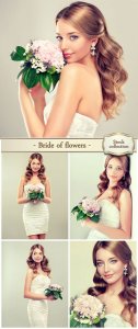  Bride of with a bouquet of flowers - Stock photo 