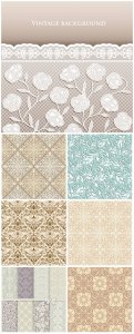  Classic vintage seamless pattern, vector backgrounds 