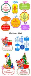  Christmas label, background vector 