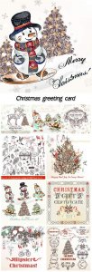  Christmas greeting card in vintage style 