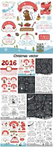  Christmas, various elements in the vector 