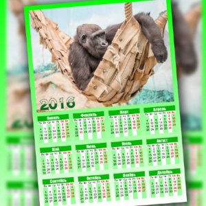  Календарь настенный - Обезьяна в гамаке 